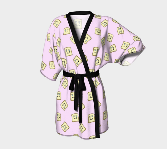 happy toast pink Kimono