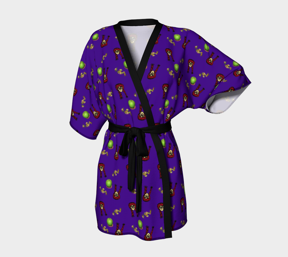 school girl braids dark blue Kimono