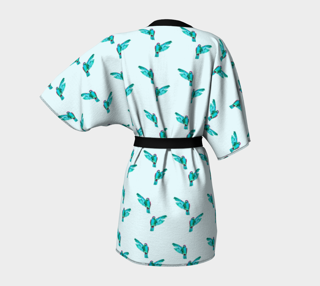 blue parrot pattern Kimono