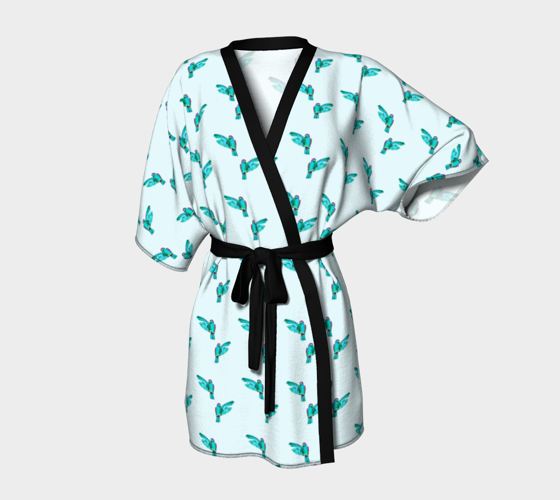 blue parrot pattern Kimono