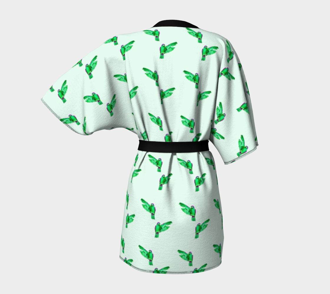 green parrot pattern Kimono