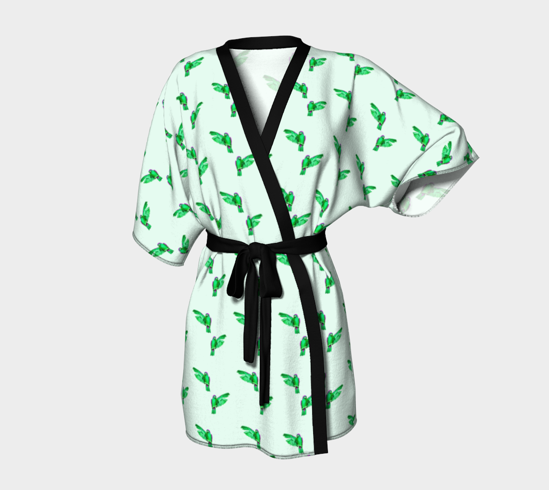 green parrot pattern Kimono