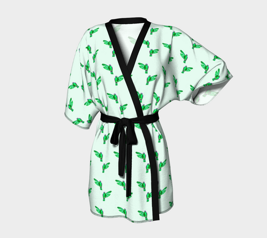 green parrot pattern Kimono