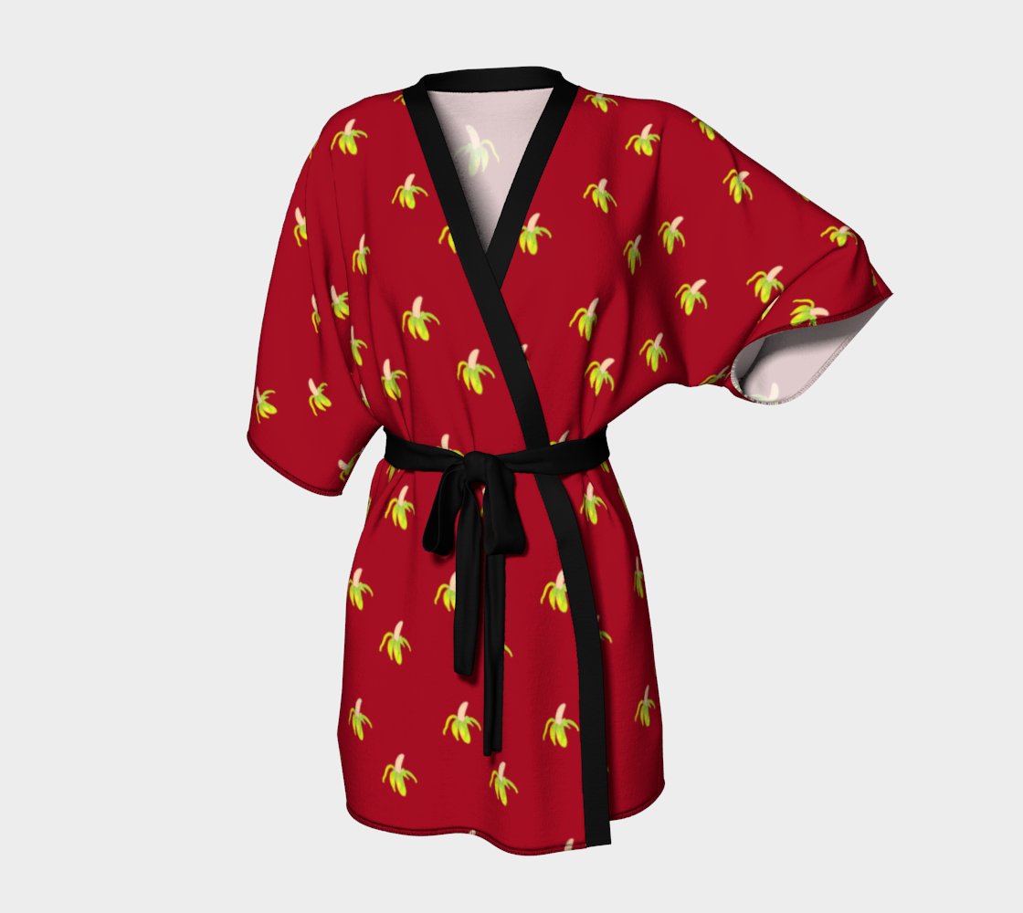 peeled banana on red Kimono