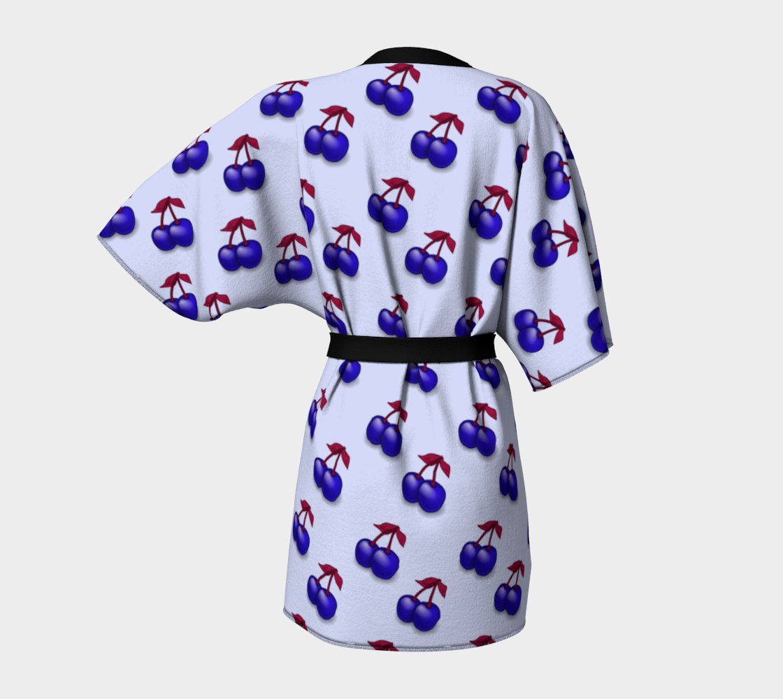 retro blue cherries Kimono