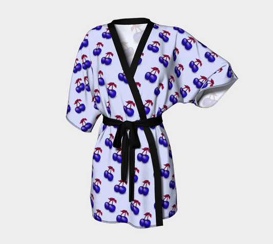 retro blue cherries Kimono