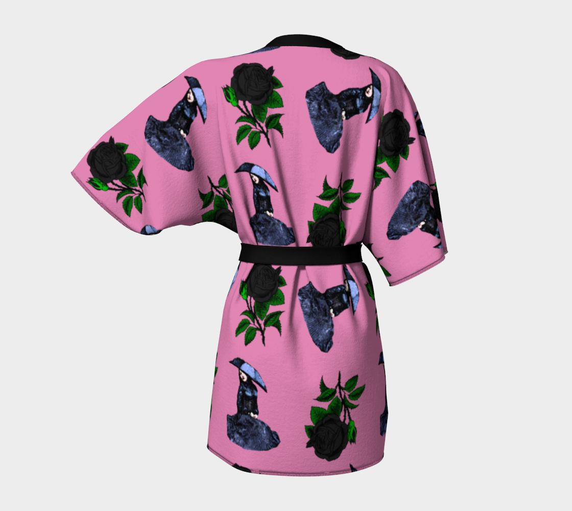 gothic girl rose light pink pattern Kimono