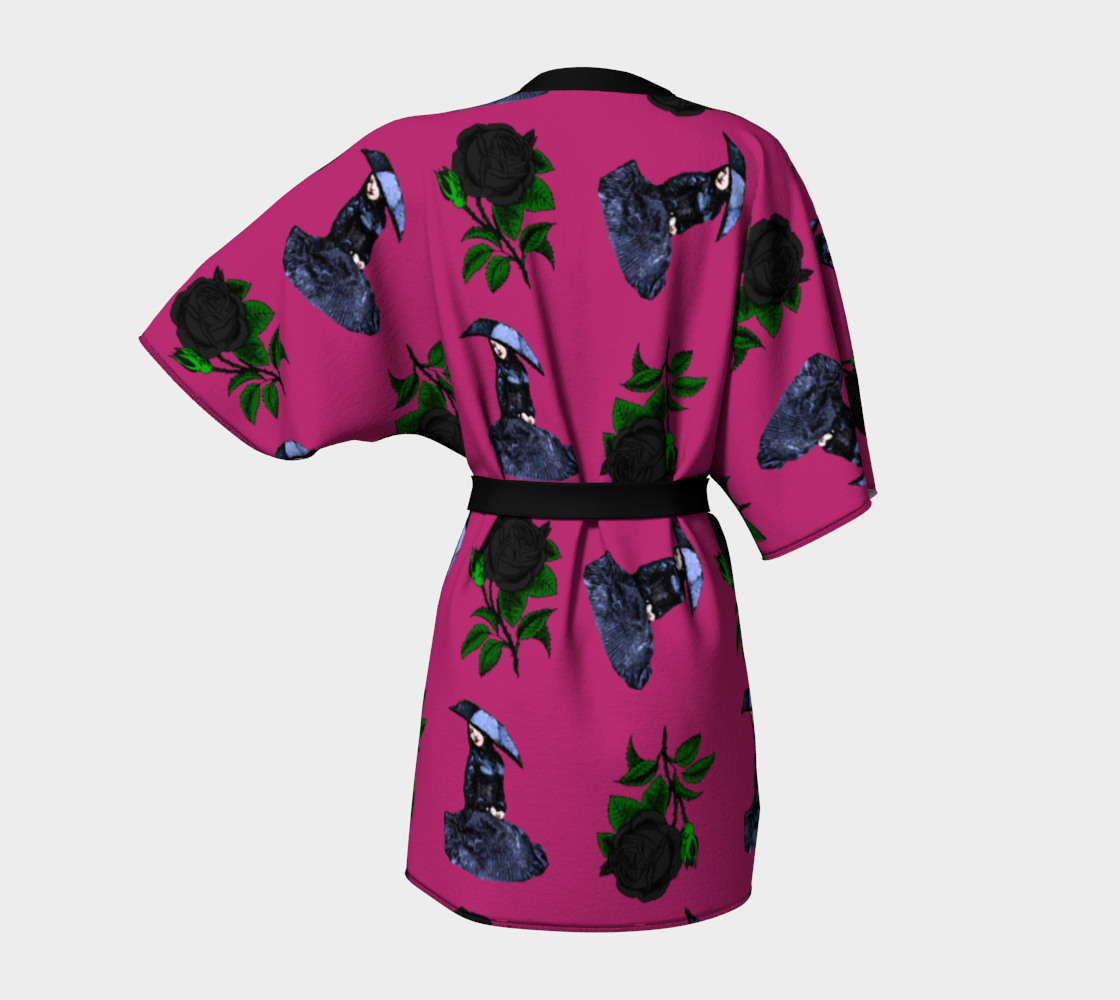 gothic girl rose pink pattern Kimono