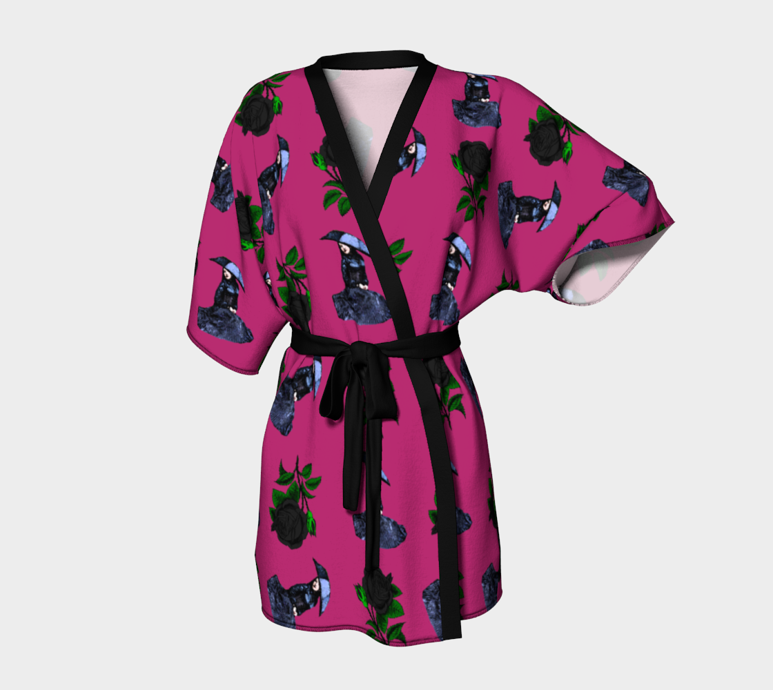 gothic girl rose pink pattern Kimono