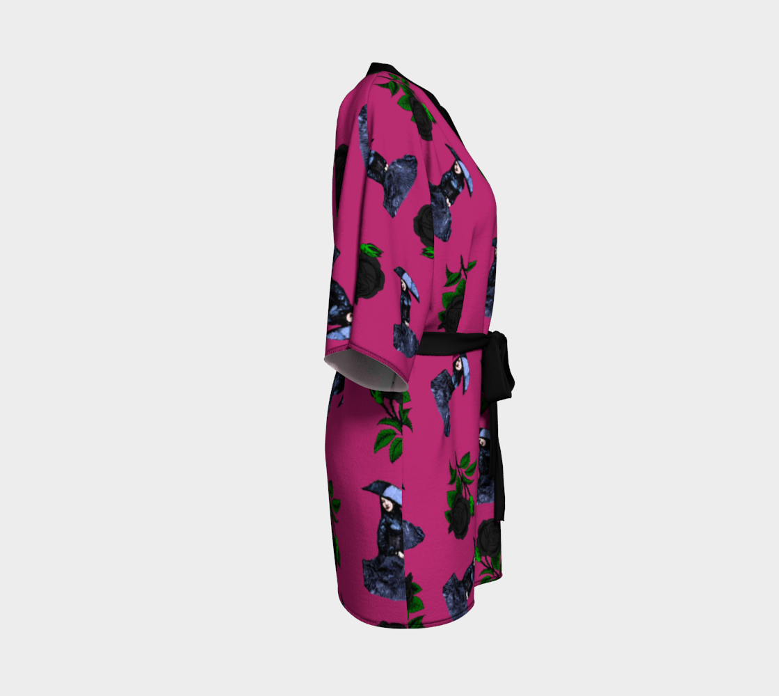 gothic girl rose pink pattern Kimono