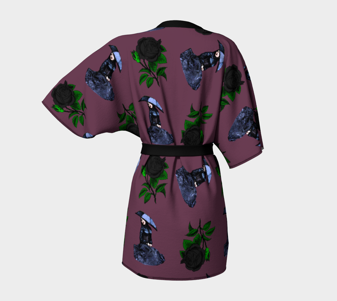 gothic girl rose mauve pattern Kimono