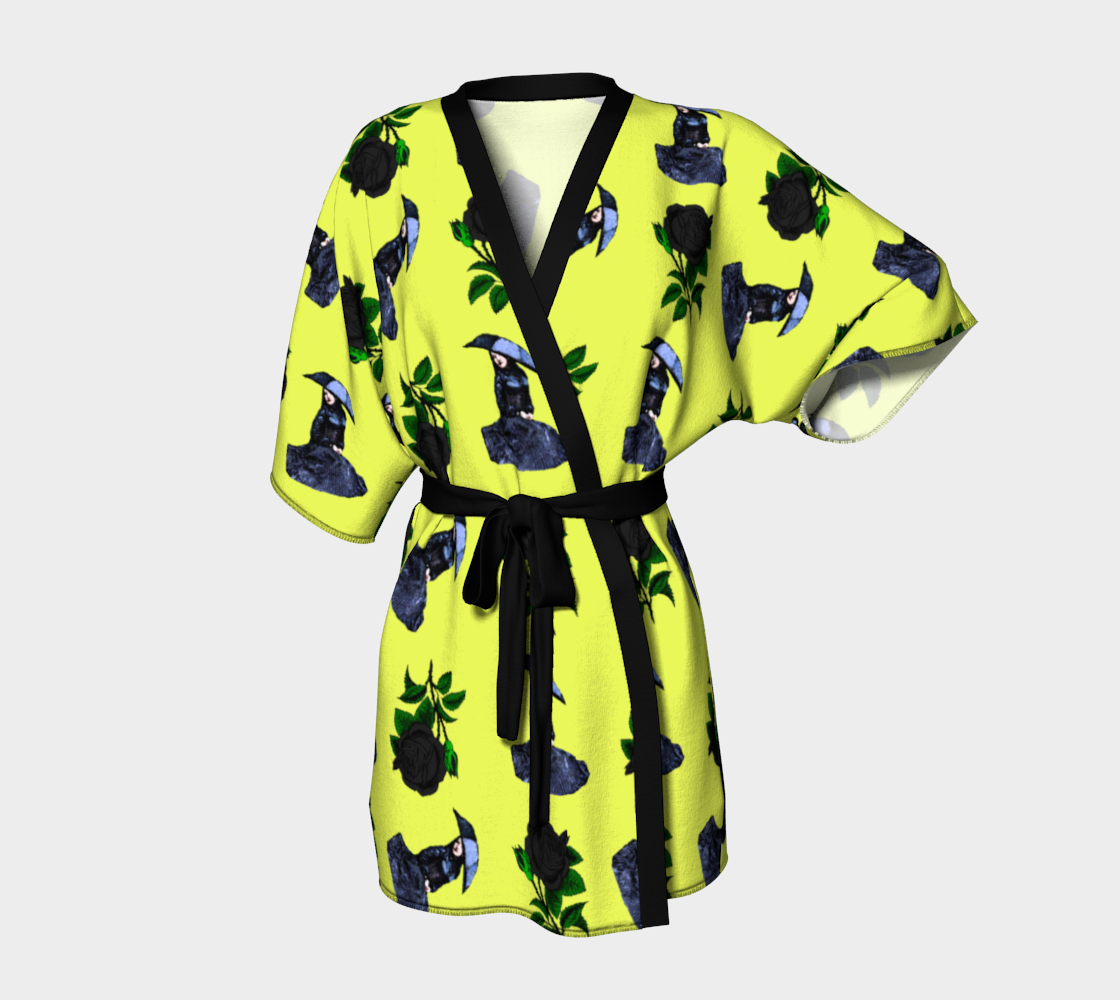 gothic girl rose yellow pattern Kimono