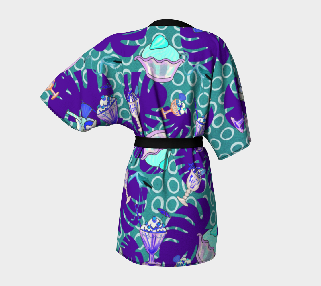 ice cream tropical pattern blue Kimono