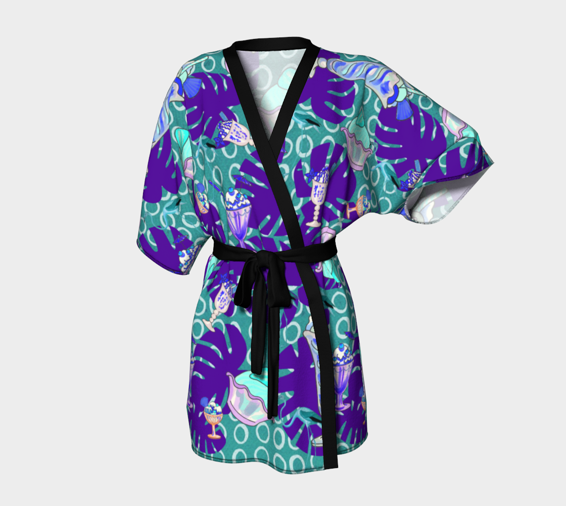 ice cream tropical pattern blue Kimono