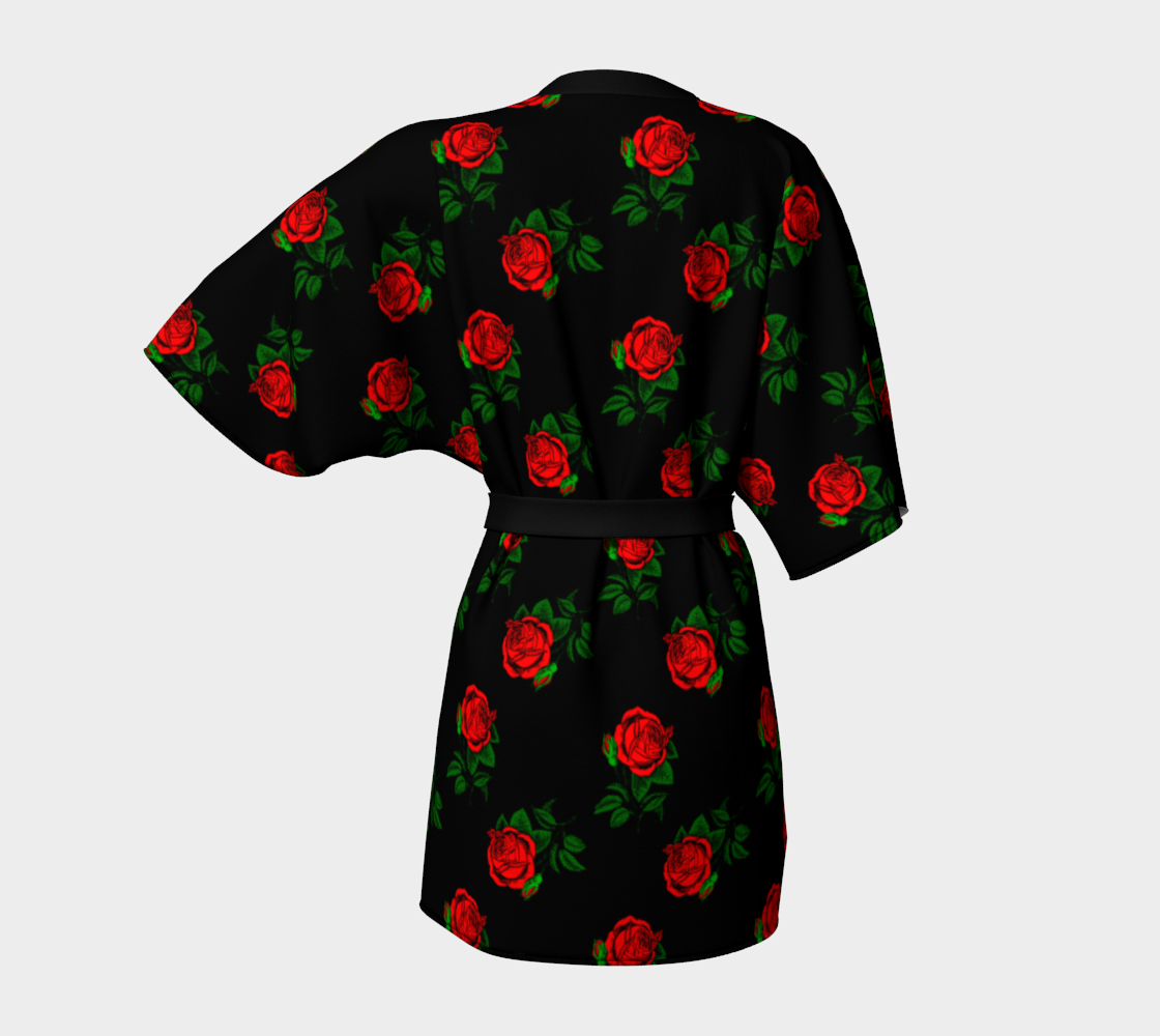 red roses black Kimono