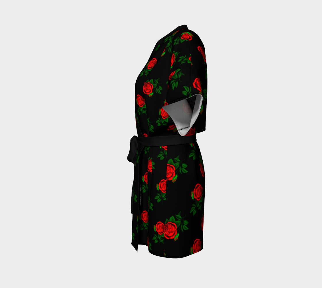 red roses black Kimono