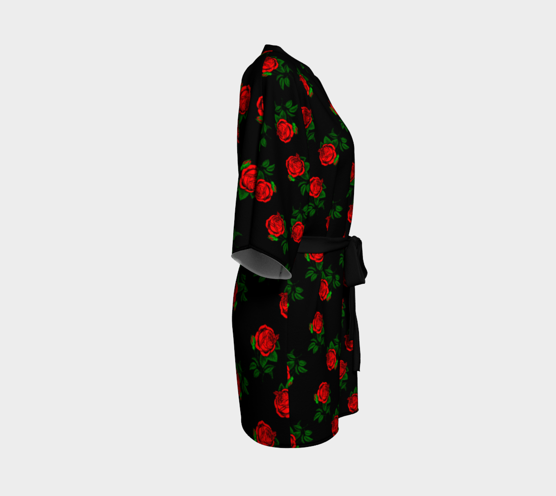 red roses black Kimono