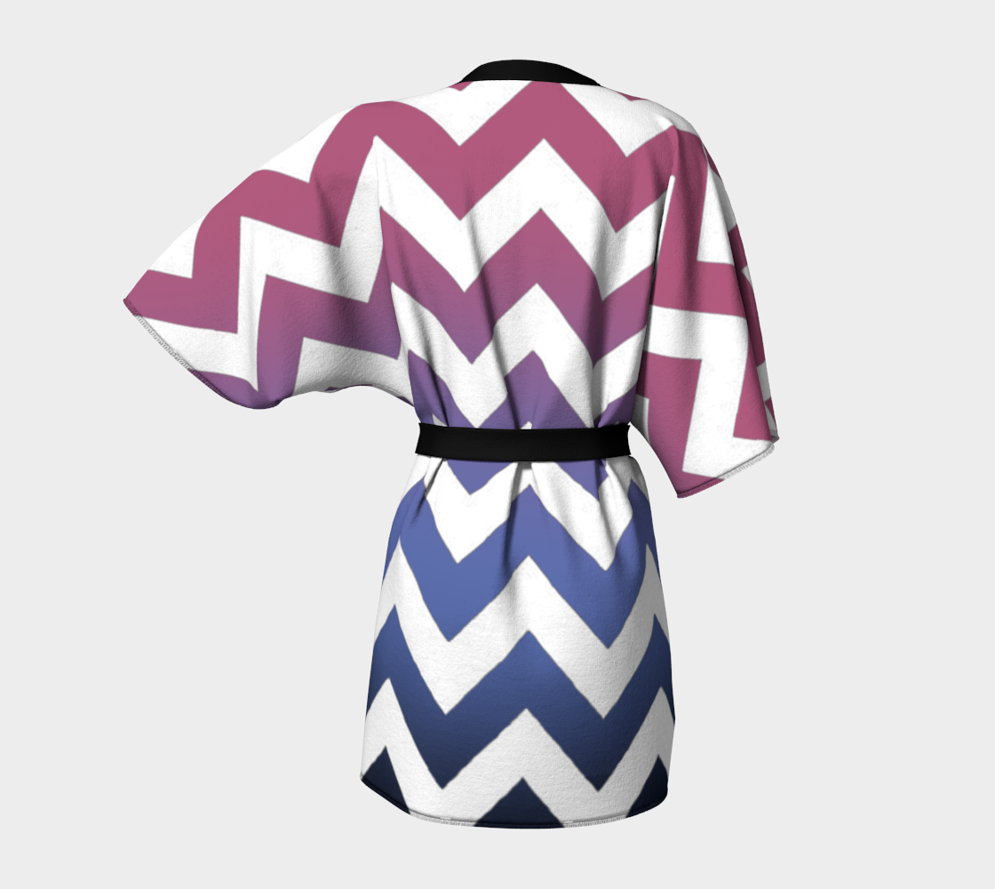 pink blue black ombre chevron Kimono