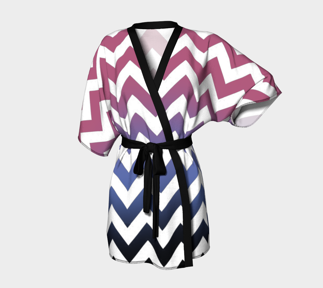 pink blue black ombre chevron Kimono