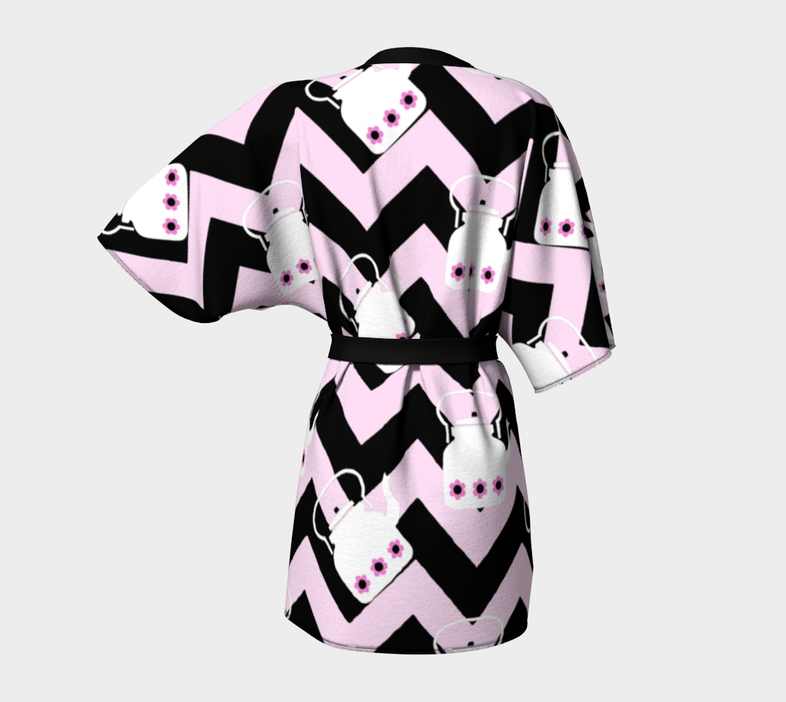 pink teapot chevron Kimono