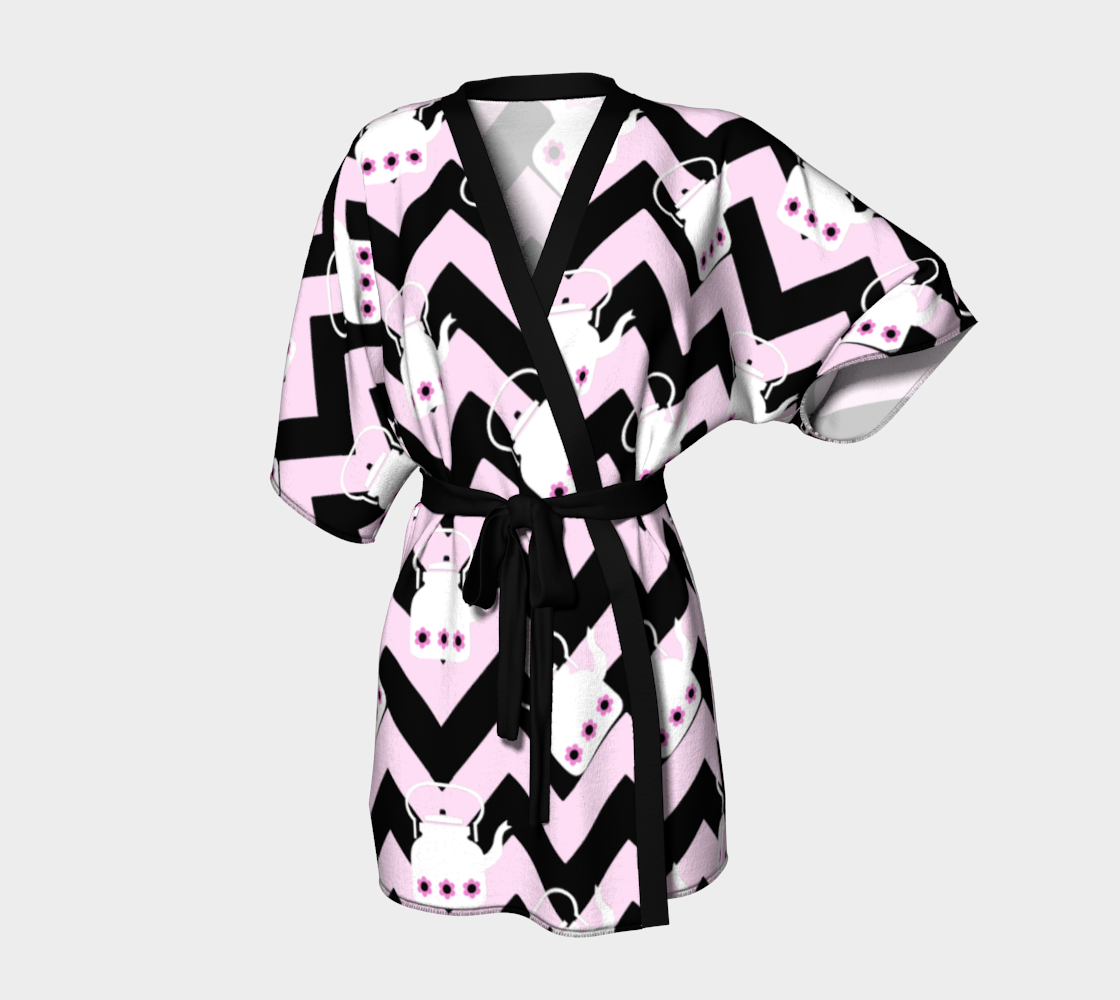 pink teapot chevron Kimono