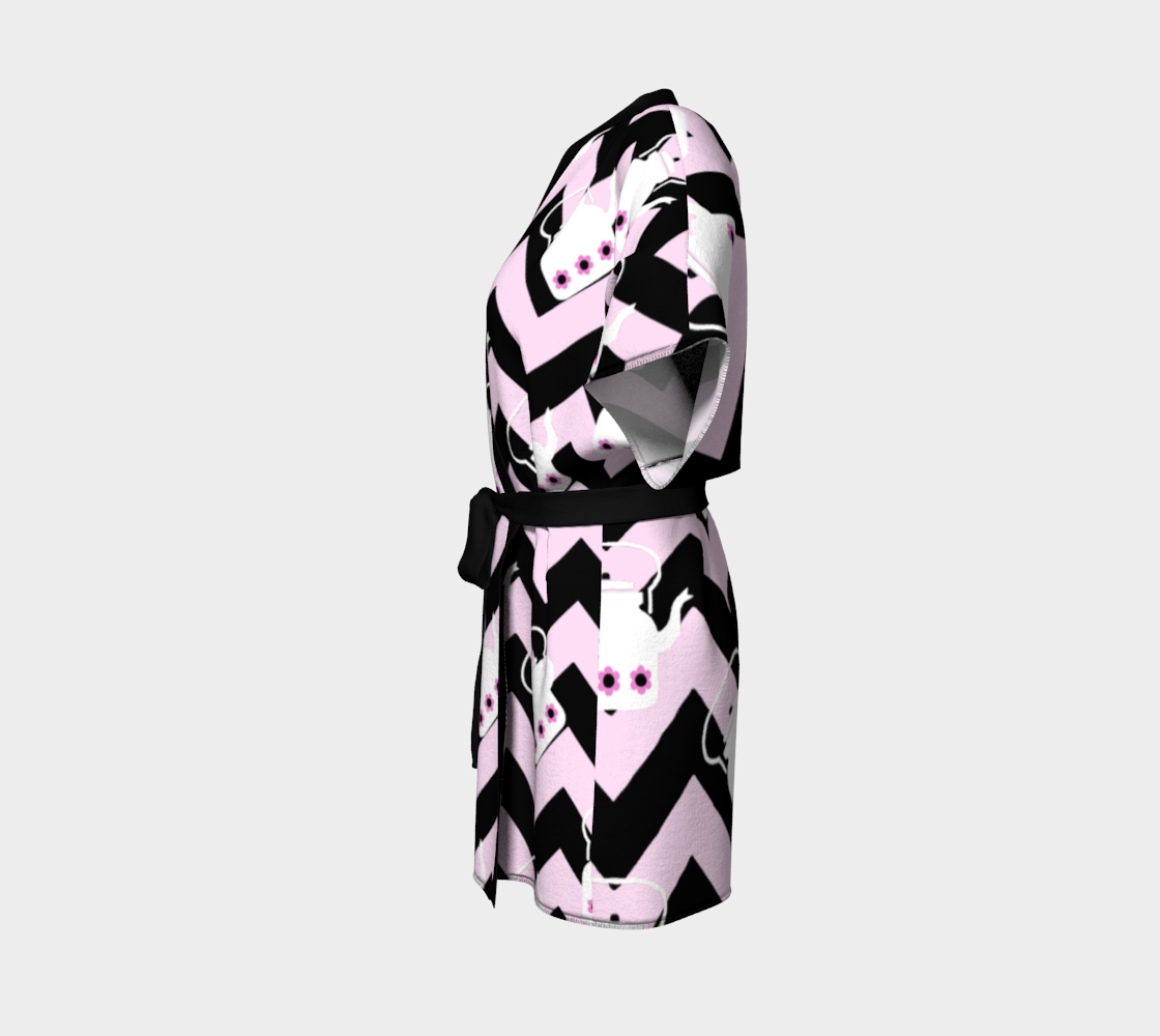 pink teapot chevron Kimono