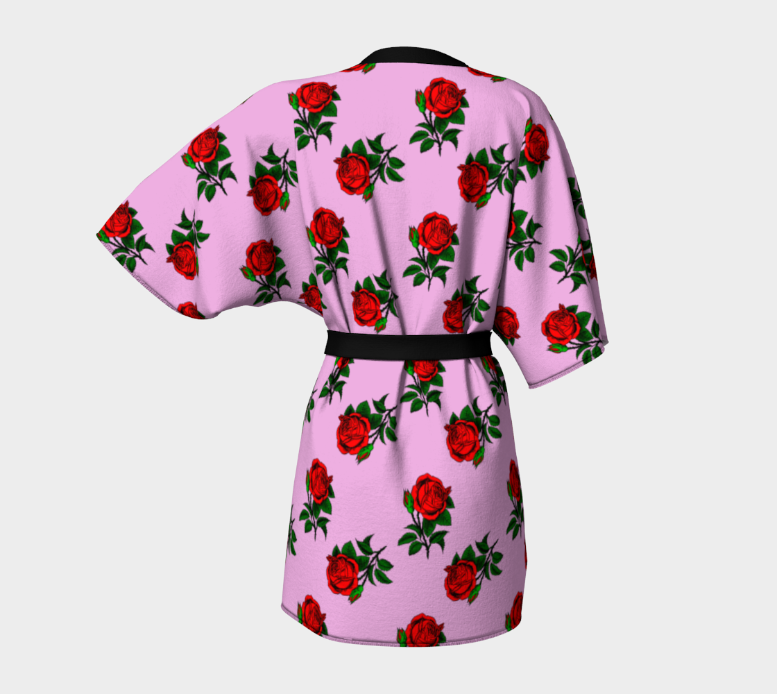 red roses pink Kimono