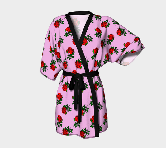 red roses pink Kimono