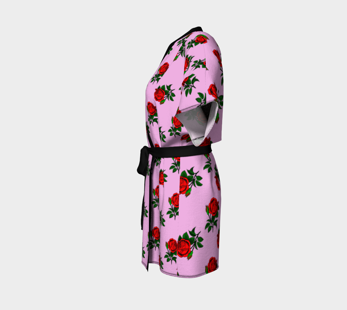 red roses pink Kimono