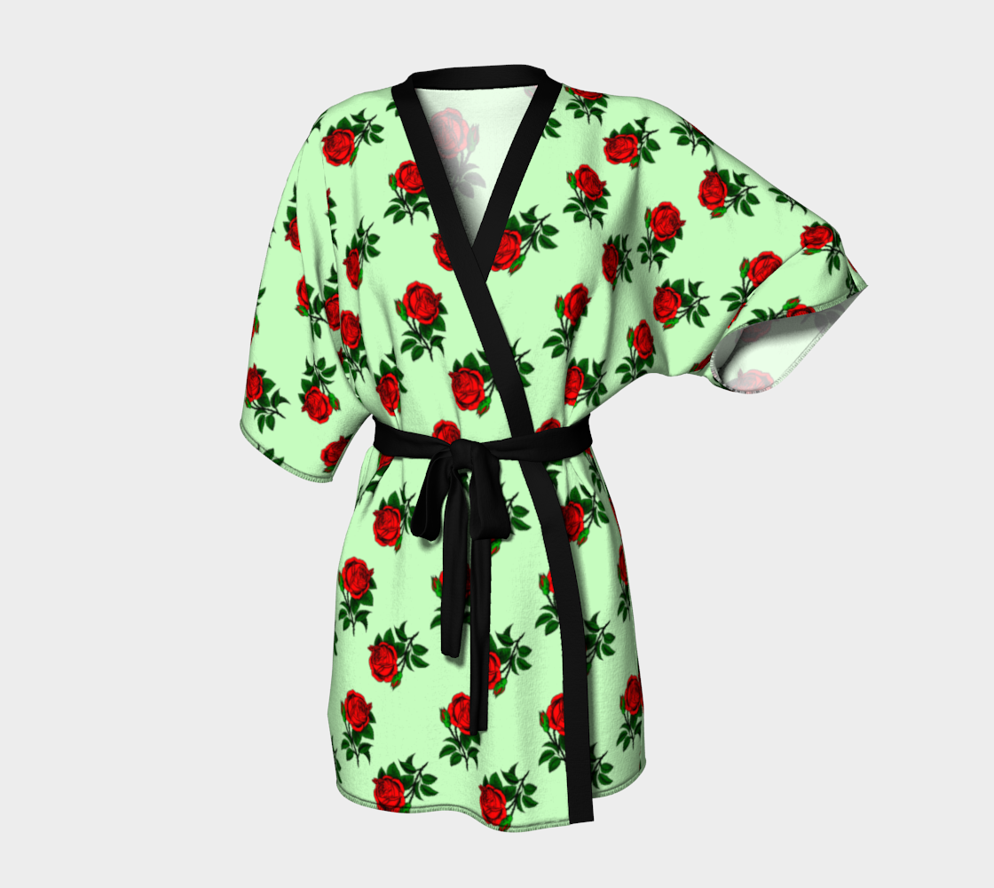 red roses green Kimono