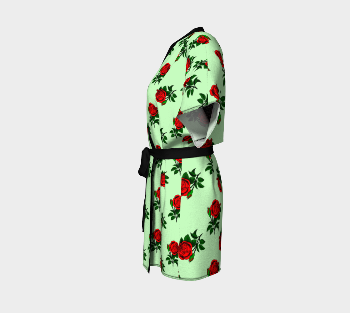 red roses green Kimono