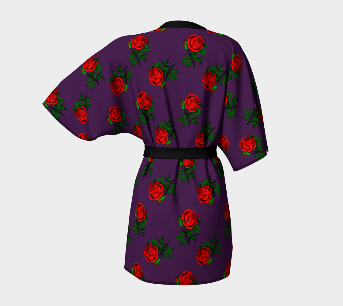 red roses purple Kimono