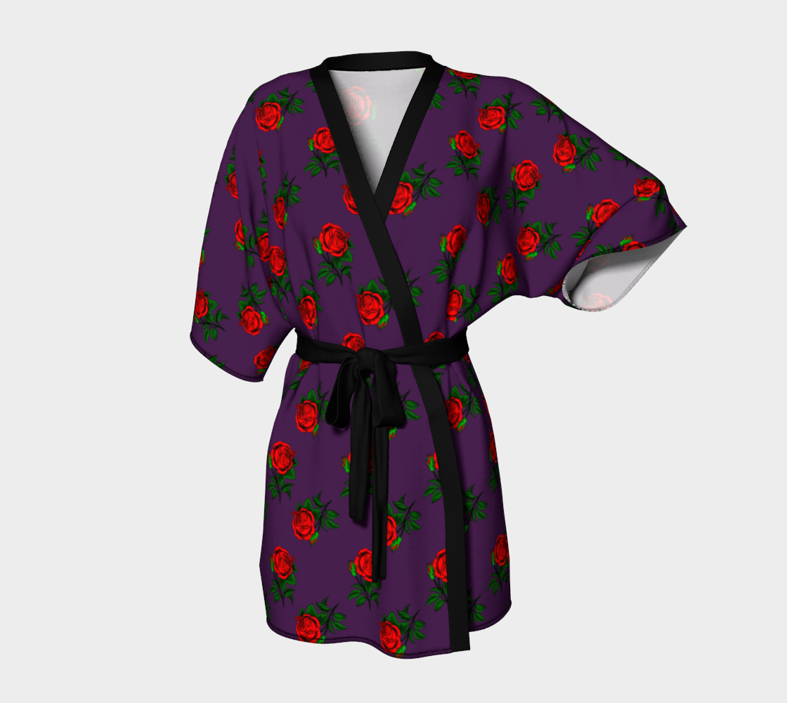 red roses purple Kimono