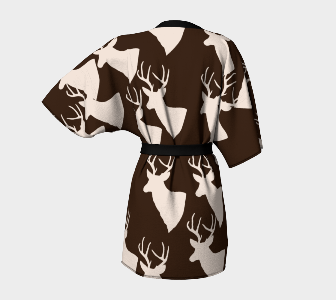 brown deer pattern Kimono