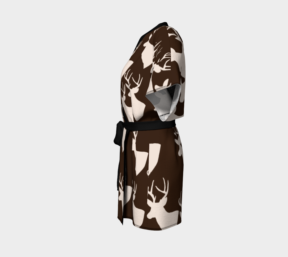 brown deer pattern Kimono