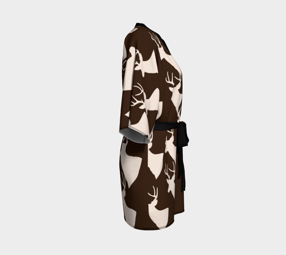 brown deer pattern Kimono