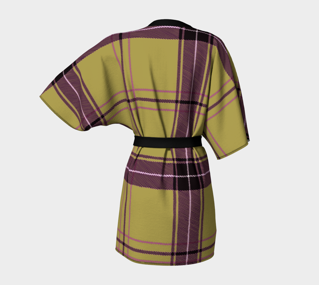 beige purple plaid Kimono