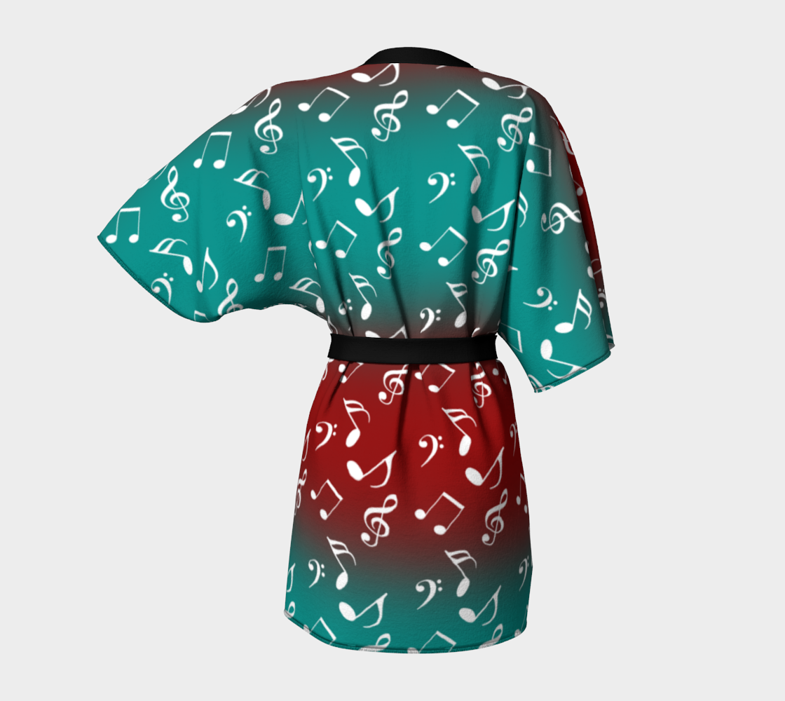 red teal music Kimono