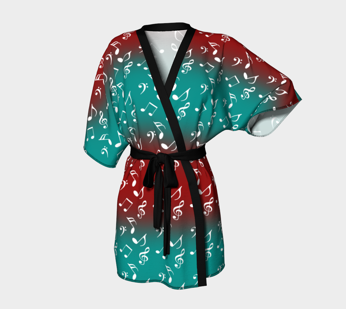 red teal music Kimono