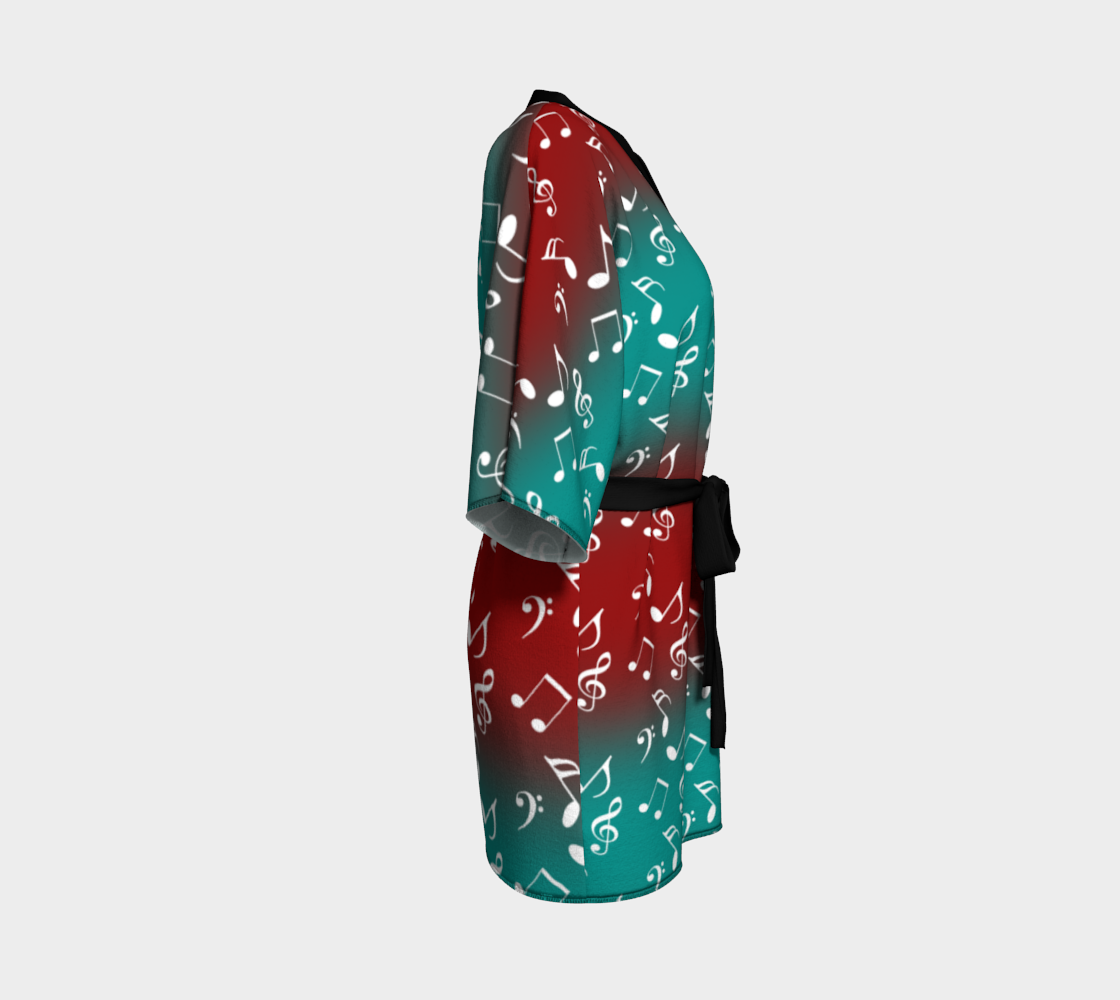 red teal music Kimono