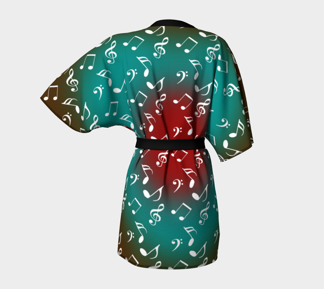 teal music heart music Kimono