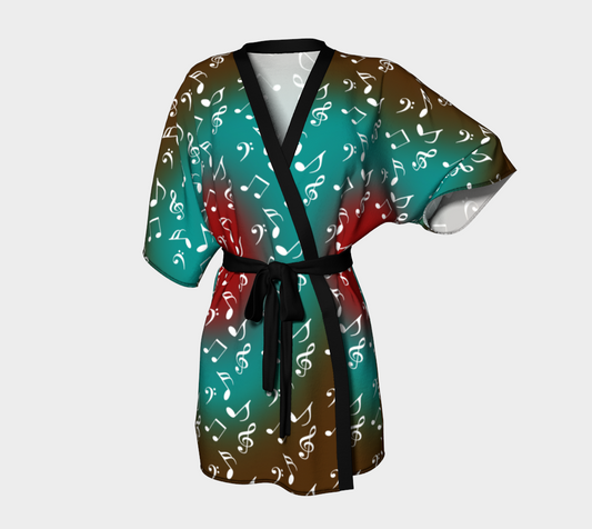 teal music heart music Kimono