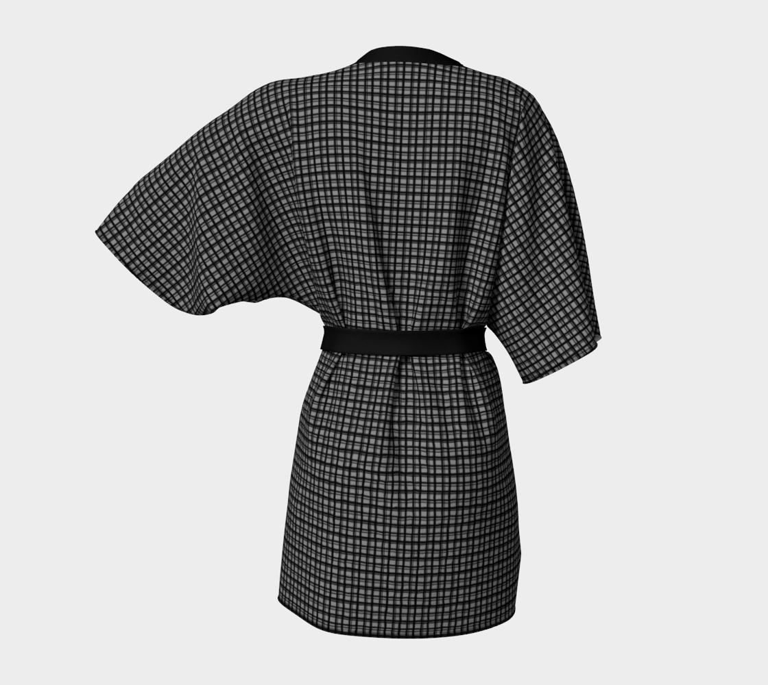 small grey black plaid Kimono