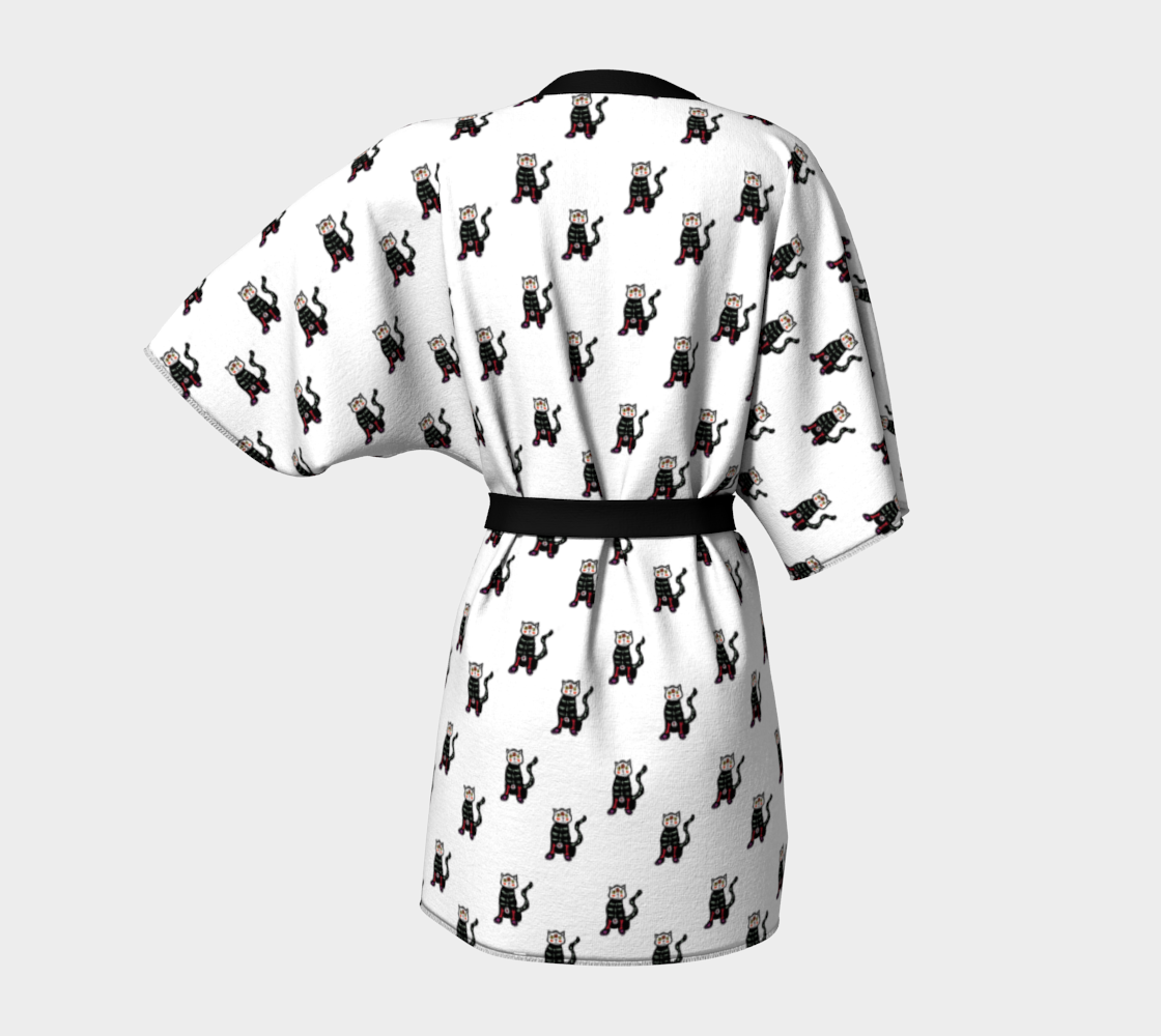 skull cat white pattern Kimono